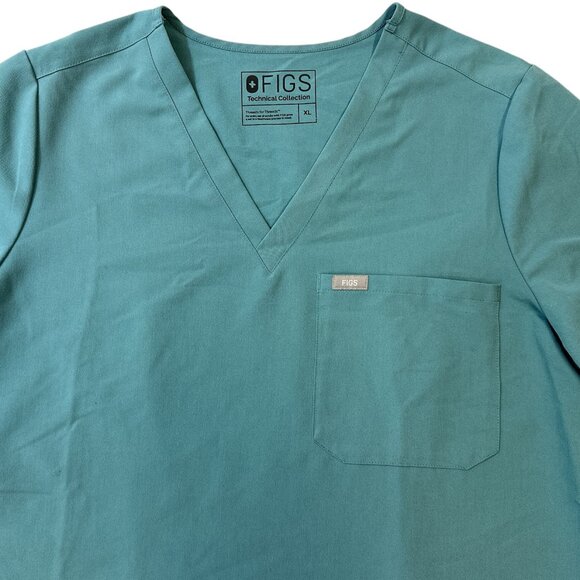 FIGS Technical Collection Women's sz XL Green V-Neck Top Pocket Scrubs FW1000 - Picture 3 of 10